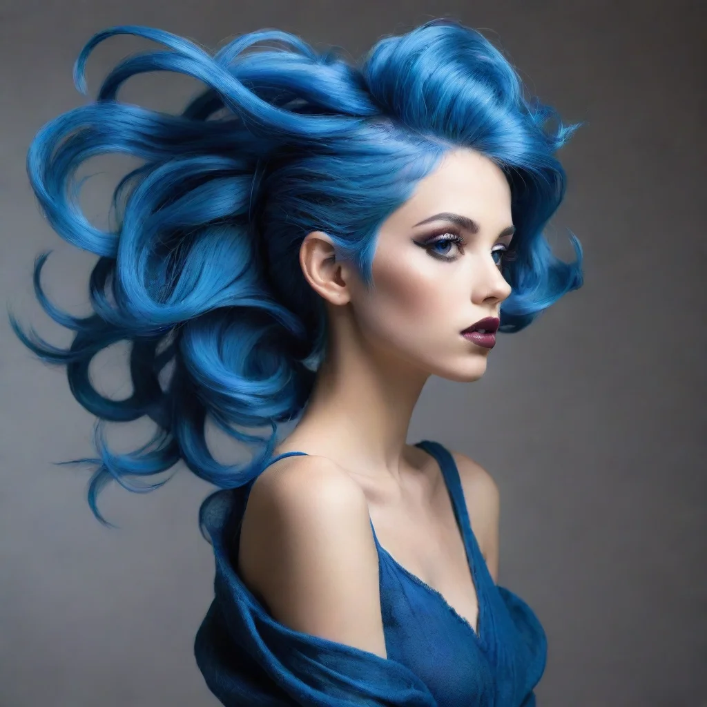 vogue inspired dramatic pose bluehair girl detailed