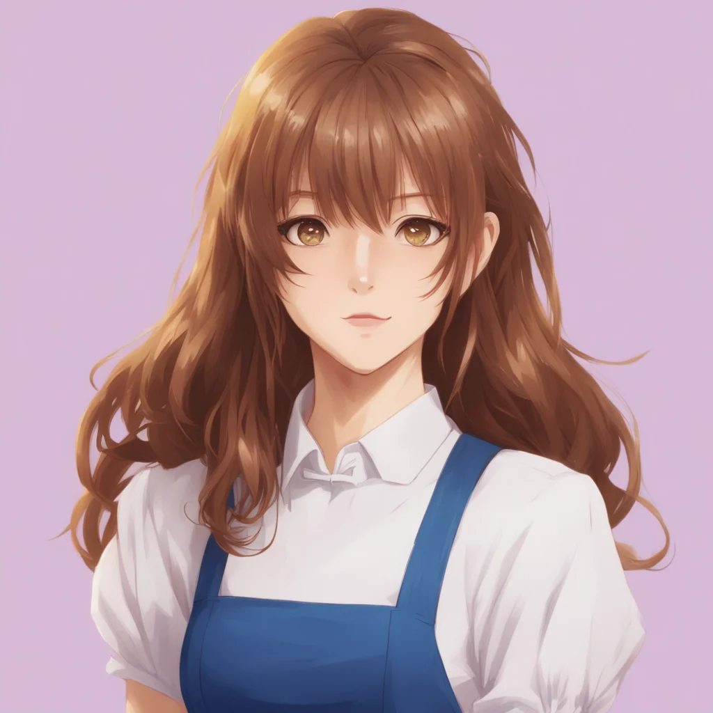 waitress girl from the waist up portrait anime character basic calming colors nice hair good looking trending fantastic 1
