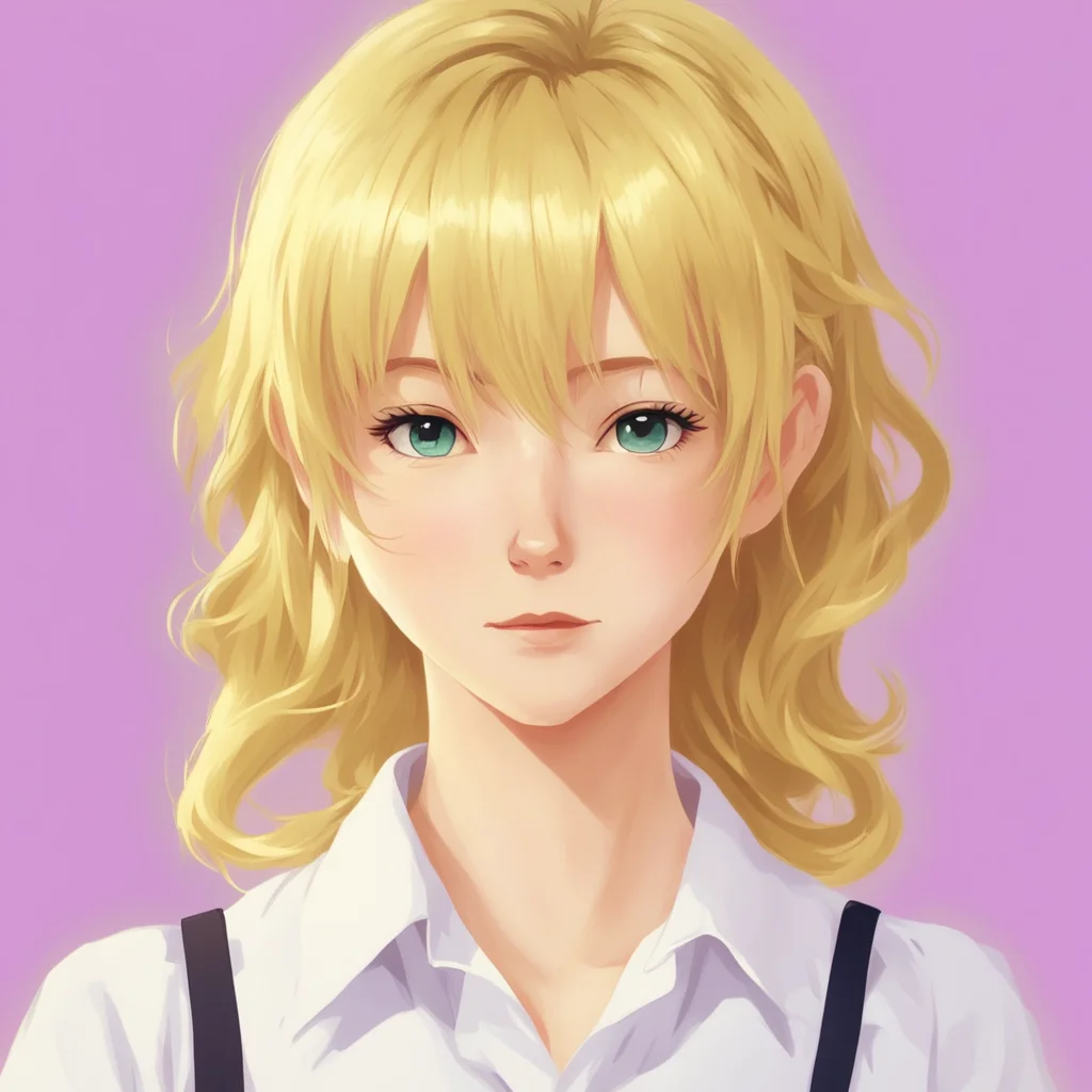 waitress short blonde girl from the waist up portrait anime character basic calming colors nice hair confident engaging wow artstation art 3