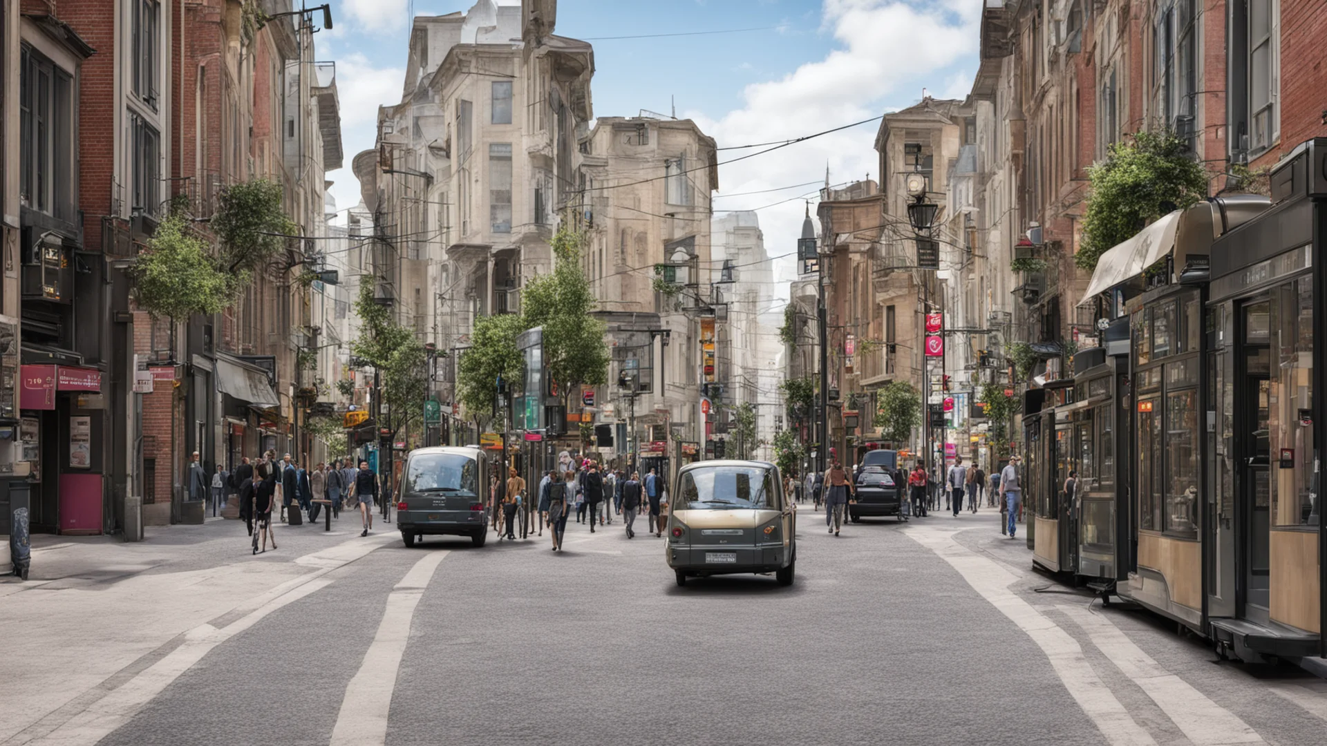 walkable city street with electric street car good looking trending fantastic 1 wide