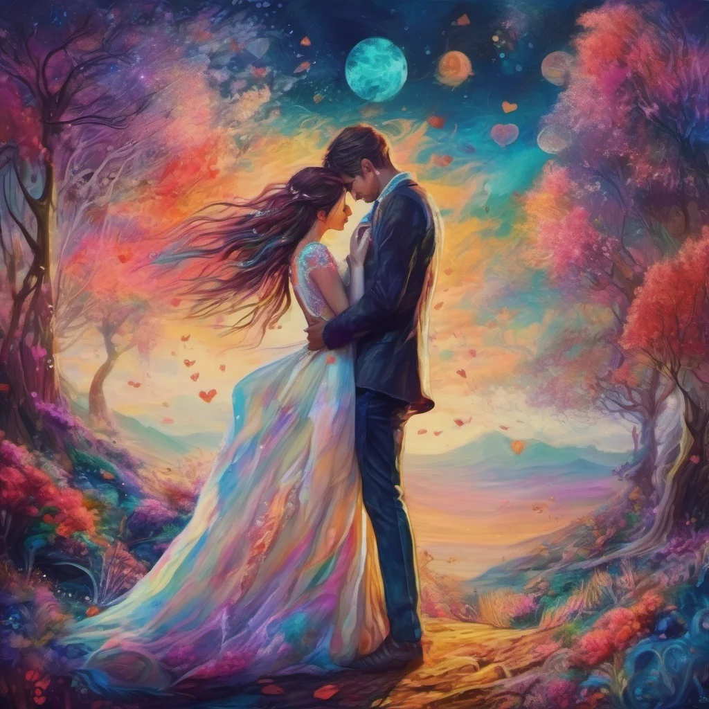 wanderer lovers embrace fantasy trending art love wedding colorful  confident engaging wow artstation art 3