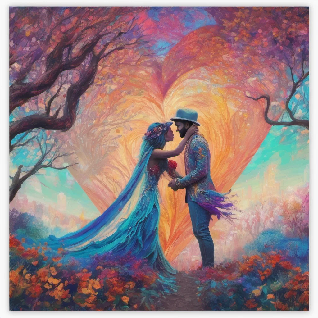 aiwanderer lovers embrace fantasy trending art love wedding colorful  good looking trending fantastic 1