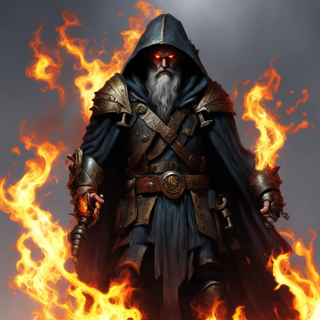 aiwarhammer 40k%2C man%2C adult%2C psyker%2C hooded%2C fire%2C ligthning%2C bearded. amazing awesome portrait 2