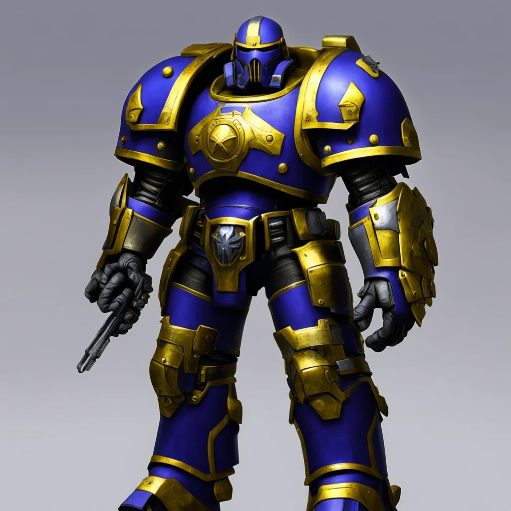 aiwarhammer 40k space marine with gray and gold armor