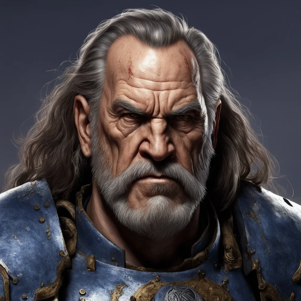 aiwarhammer 40k. a portrait of a middle aged space marine with long unkempt brown hair with streaks of grey above his ears. good looking trending fantastic 1