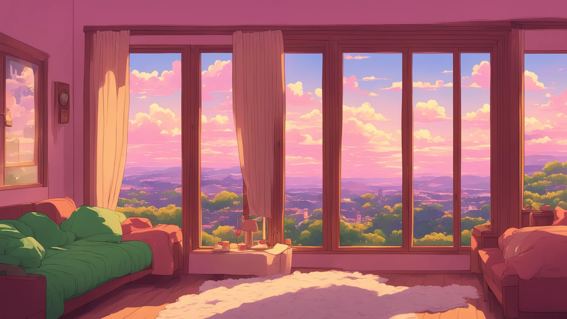 aiwarm cozy room looking out a window %2C lofi%2C anime style%2C masterpiece. confident engaging wow artstation art 3 wide