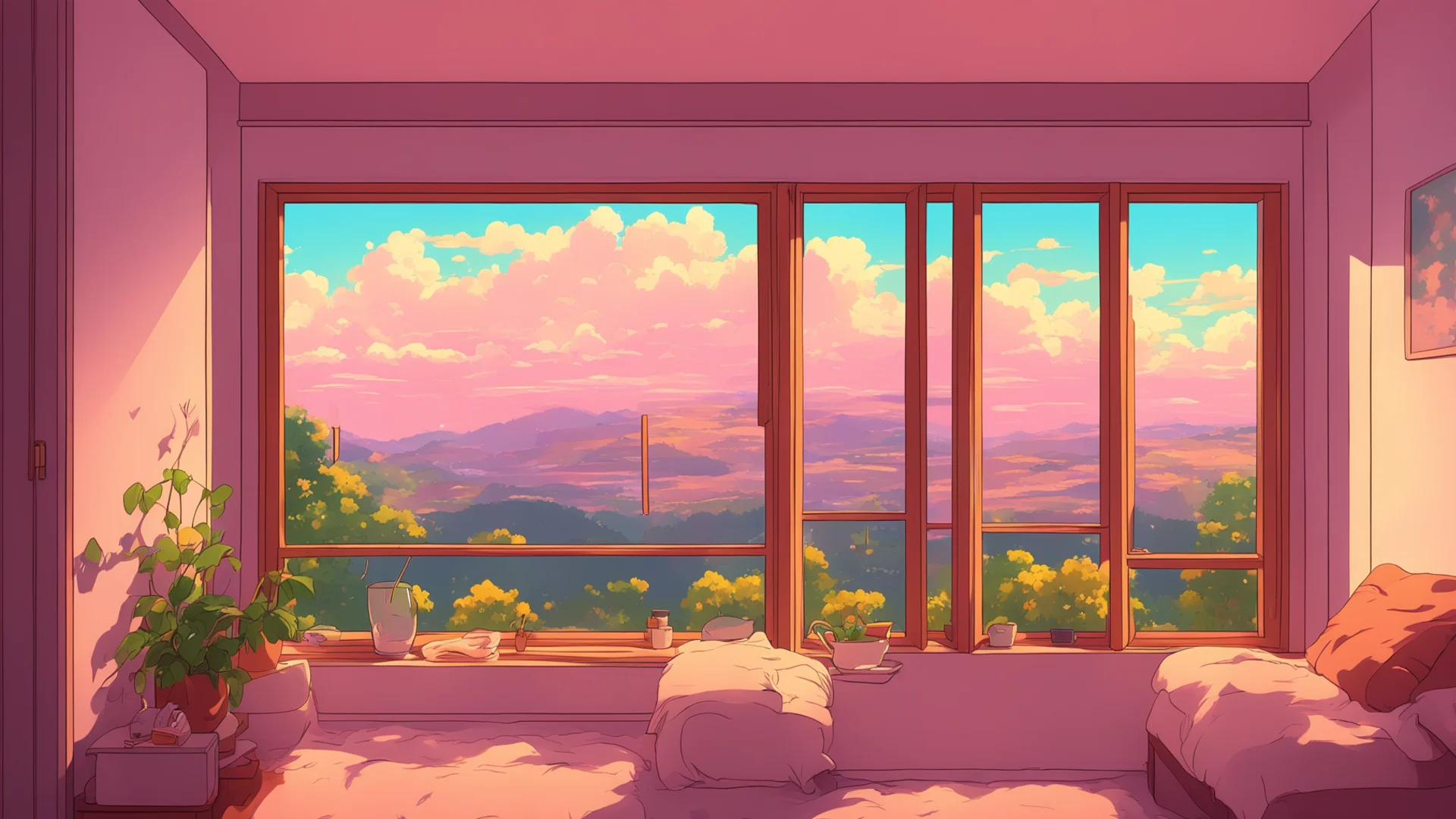aiwarm cozy room looking out a window %2C lofi%2C anime style%2C masterpiece. good looking trending fantastic 1 wide