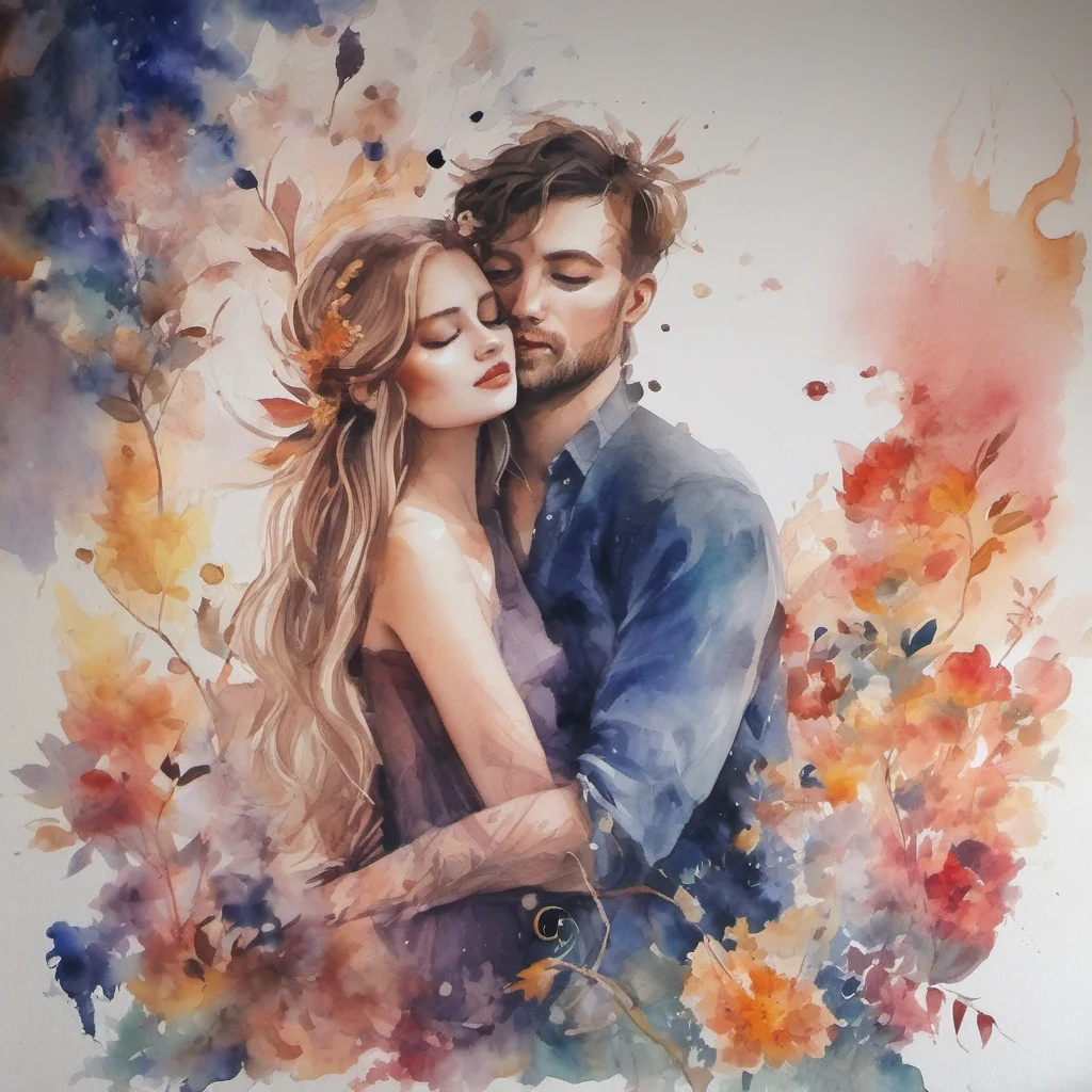 watercolor lovers embrace fantasy trending art love amaze  amazing awesome portrait 2