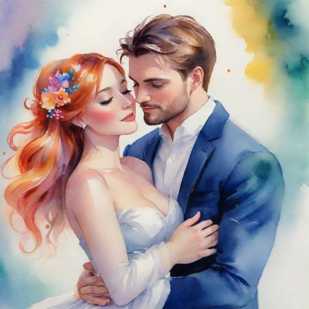 watercolor lovers embrace fantasy trending art love wedding colorful confident engaging wow artstation art 3