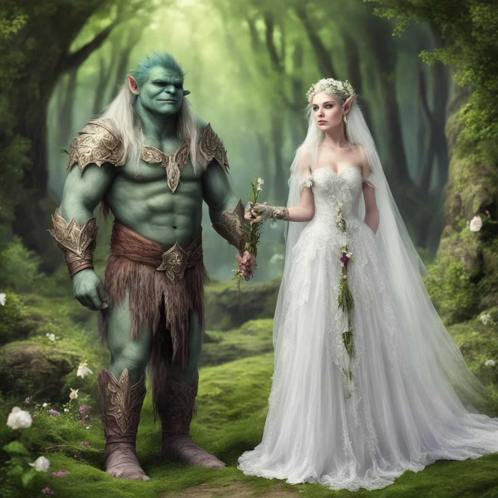 aiweddings of noble elf lady and a troll good looking trending fantastic 1