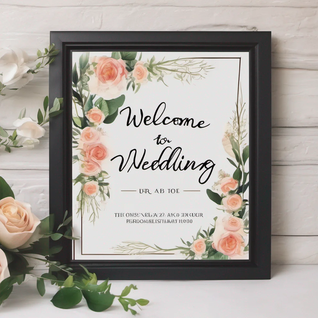 aiwelcome to wedding sign flowers amazing awesome portrait 2