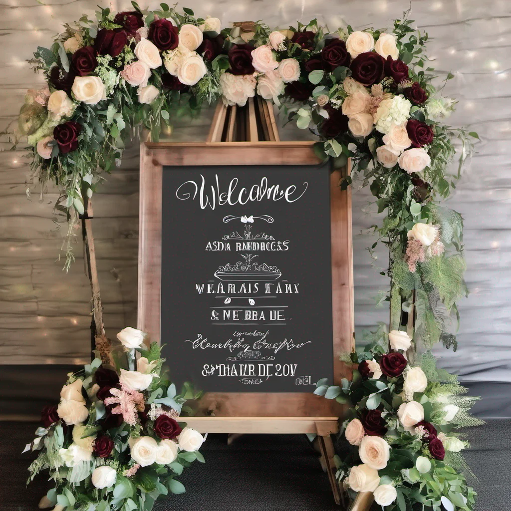 aiwelcome to wedding sign flowers confident engaging wow artstation art 3