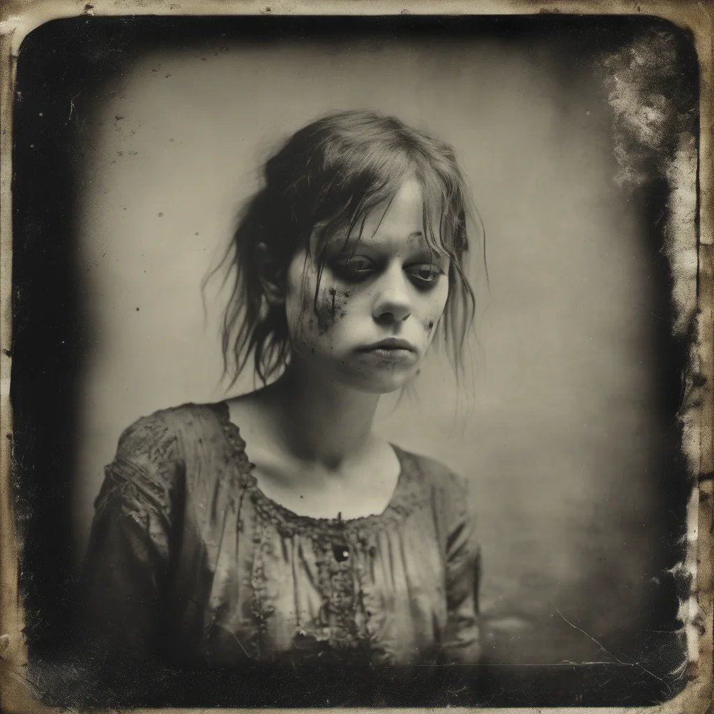 aiwetplate style image of sad and lonely zombie girl%2C realizing she will never feel anything again confident engaging wow artstation art 3