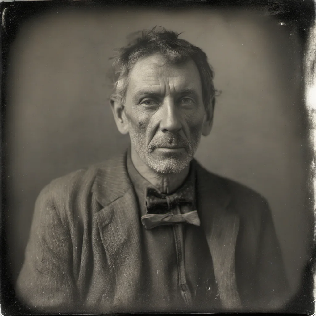 aiwetplate style portait of 58 yo man%2C realizing he never really existed 
