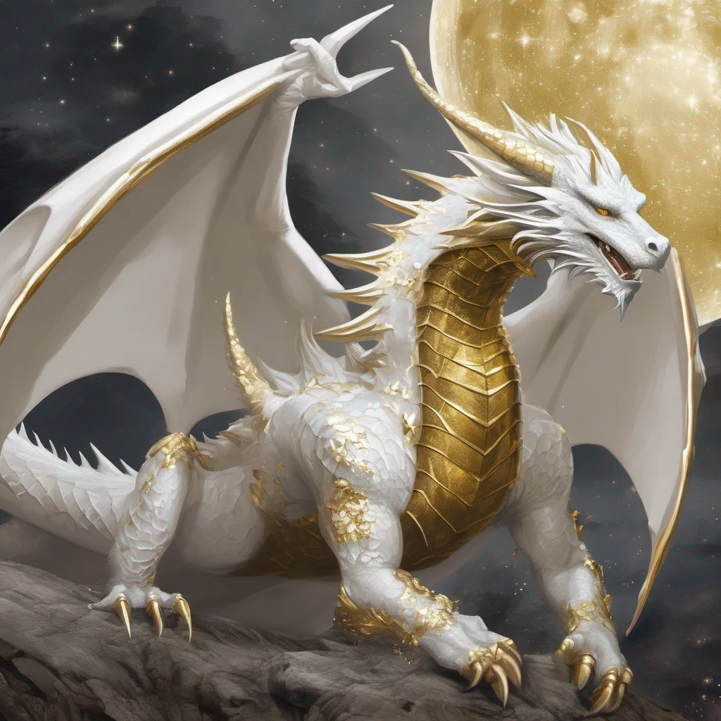 aiwhite and gold dragon stars fantasy art amazing awesome portrait 2