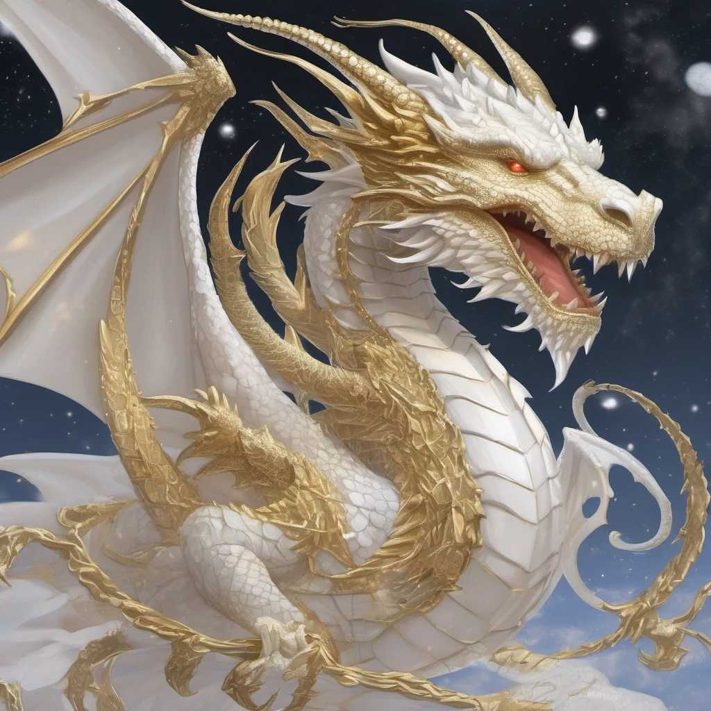 aiwhite and gold dragon stars fantasy art good looking trending fantastic 1