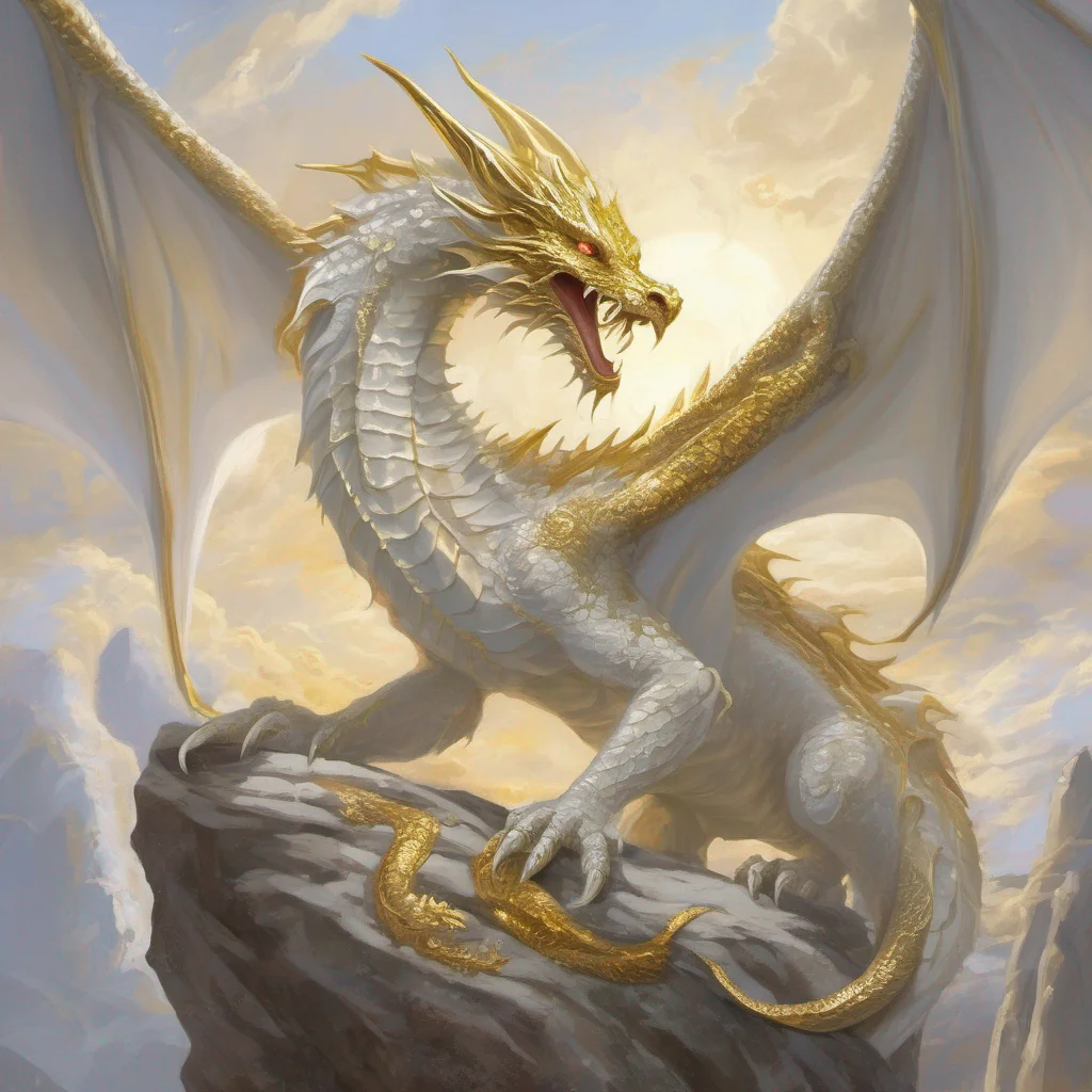 aiwhite and gold dragon sun fantasy art amazing awesome portrait 2