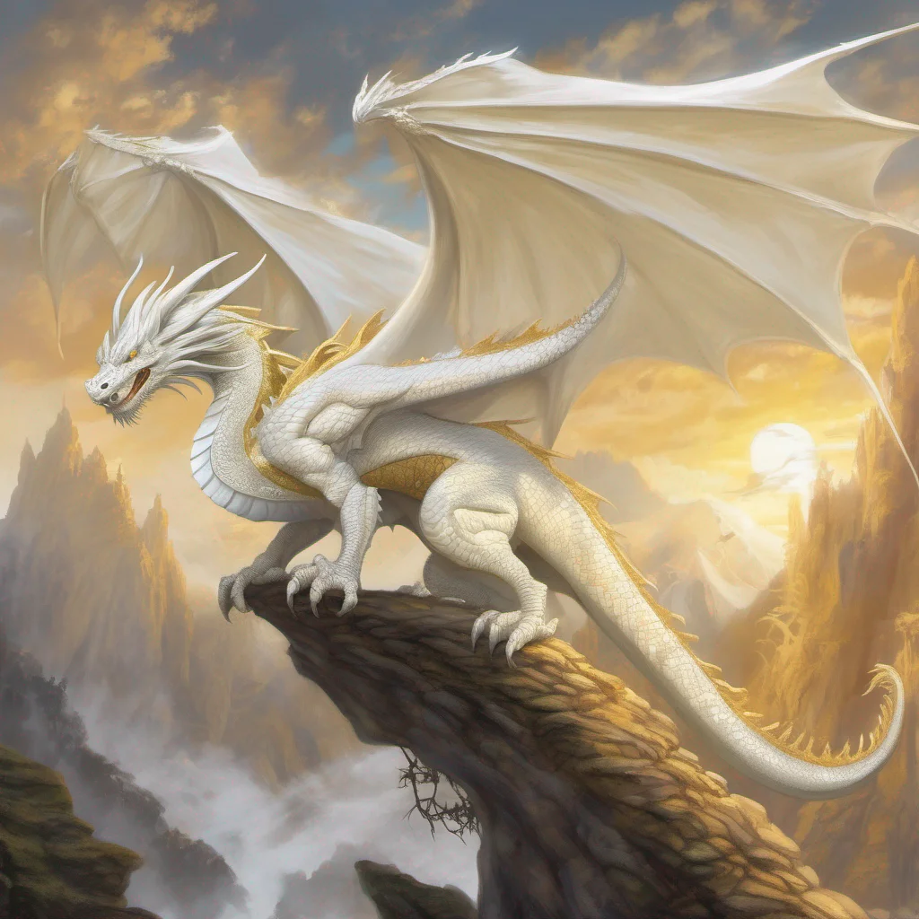 white and gold dragon sun fantasy art confident engaging wow artstation art 3