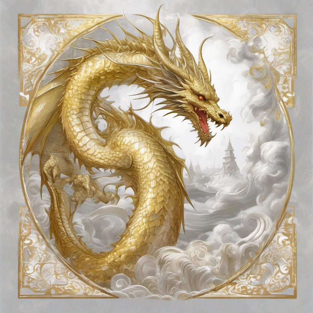 aiwhite and gold dragon sun fantasy art good looking trending fantastic 1