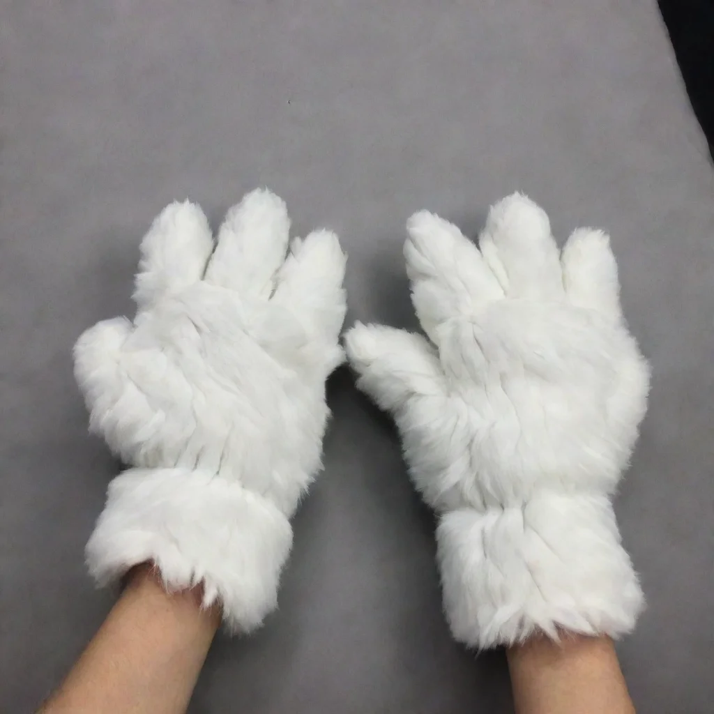white furred fursuit hand paws