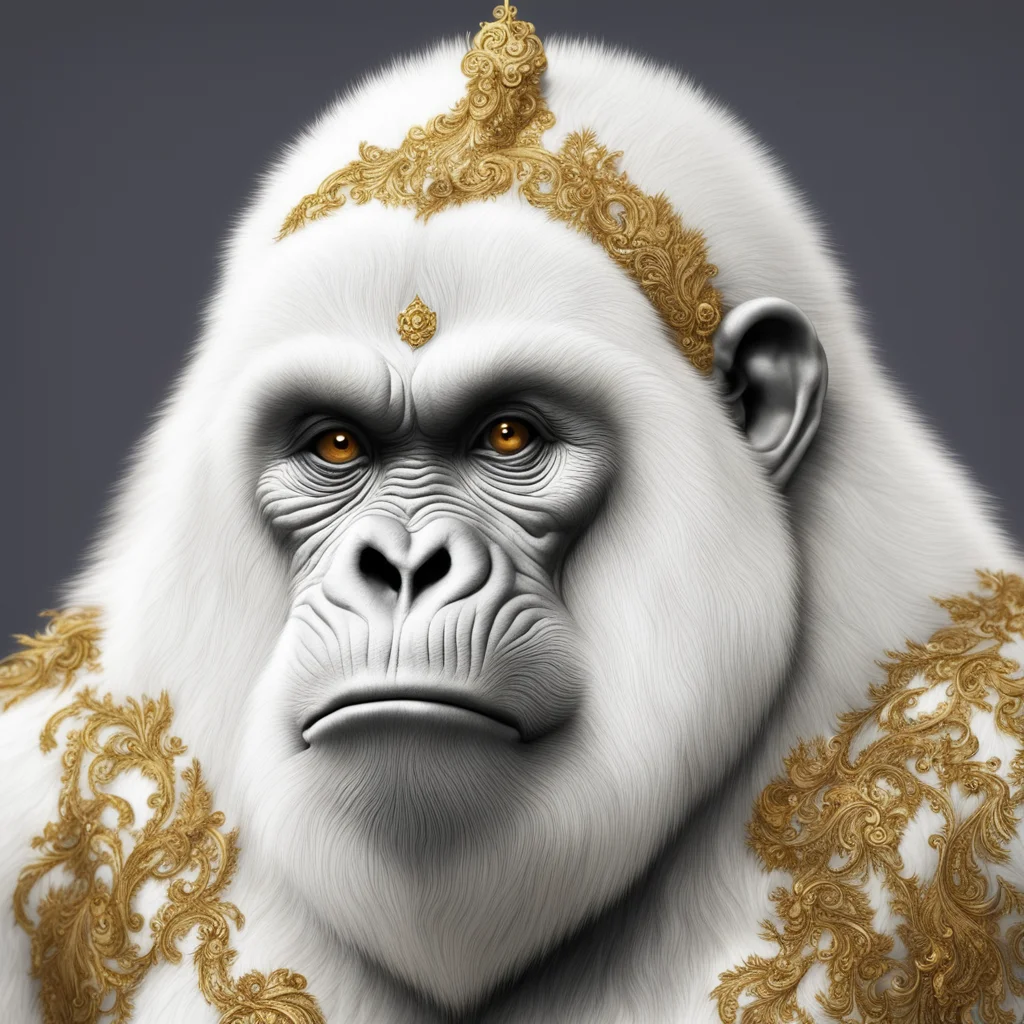 white gorilla profile picture with gold ornament decorations on face and fur insanely detailed and intricate fur elegant amazing awesome portrait 2