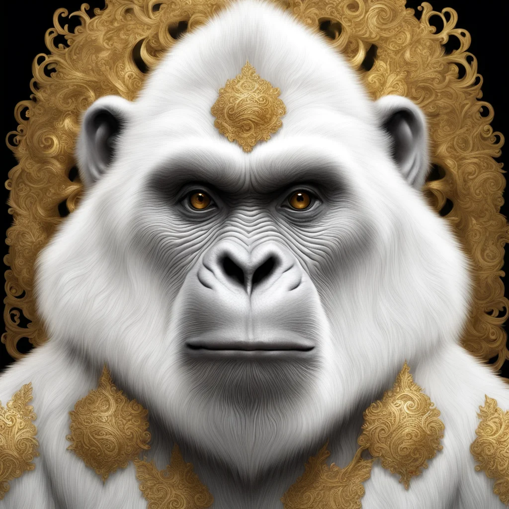 white gorilla profile picture with gold ornament decorations on face and fur insanely detailed and intricate fur elegant good looking trending fantastic 1