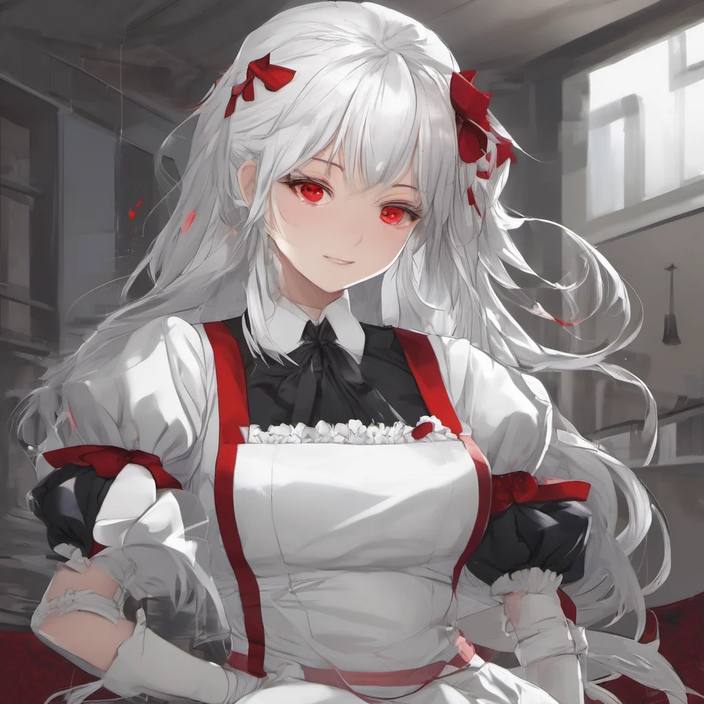 aiwhite hair%2C red eyes%2C sly female maid good looking trending fantastic 1