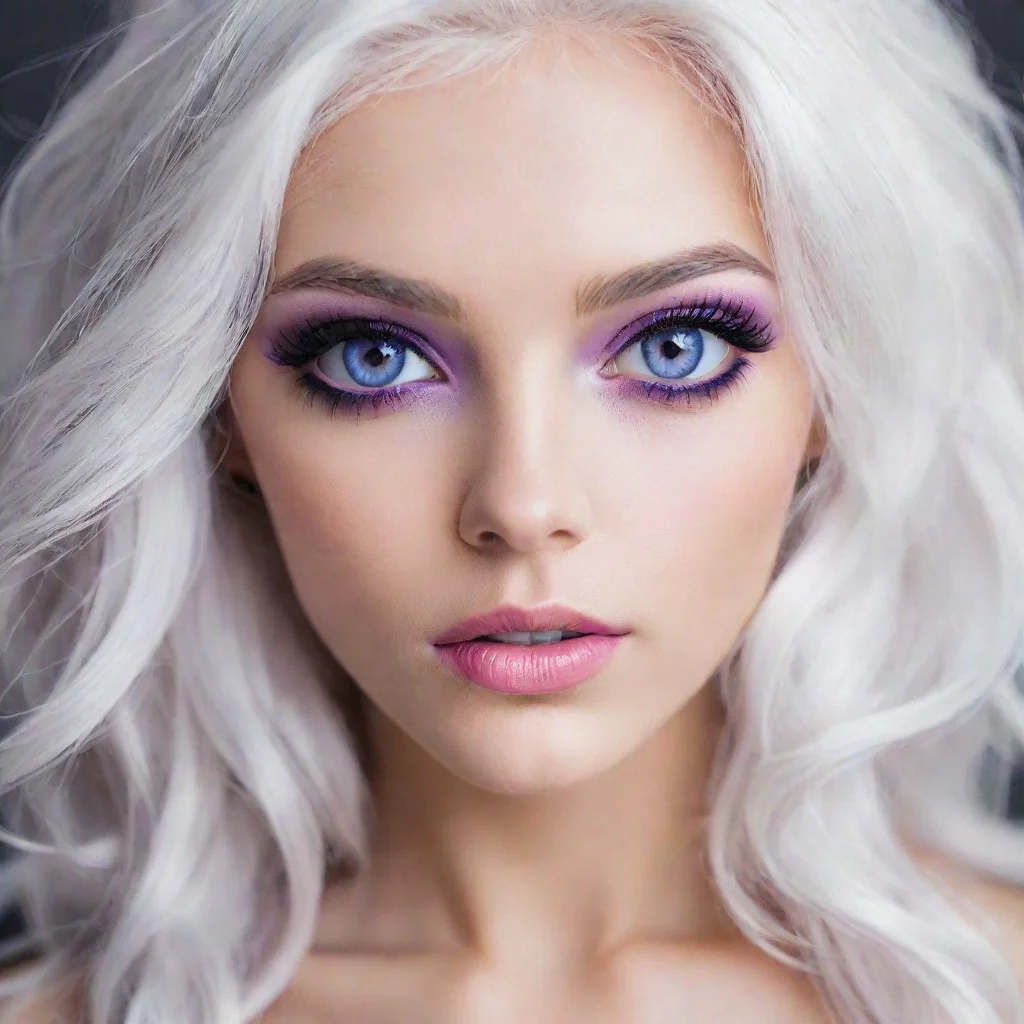 aiwhite hair purple eyes seductive