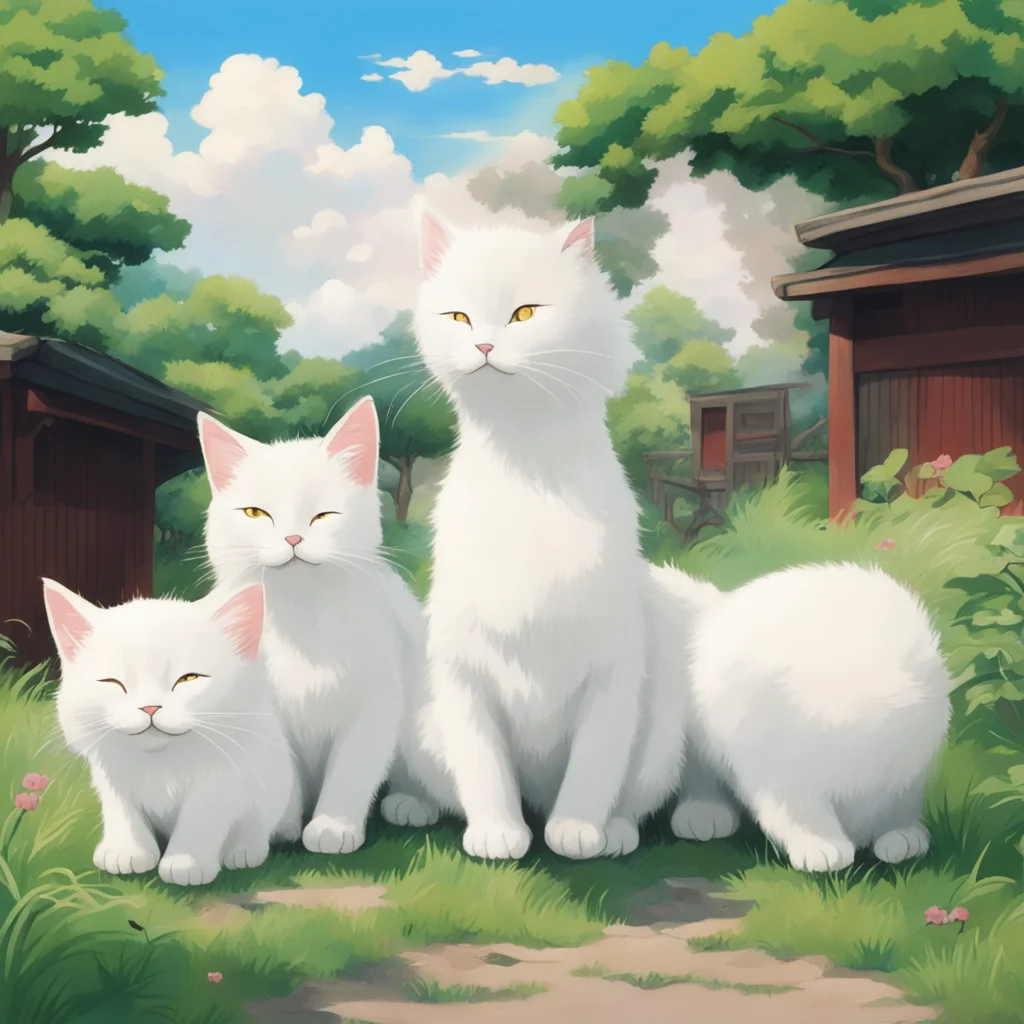 white mana cat studio ghibli japanese countryside mid century stray japanese kittens heartwarming nostalgic old japan good looking trending fantastic 1
