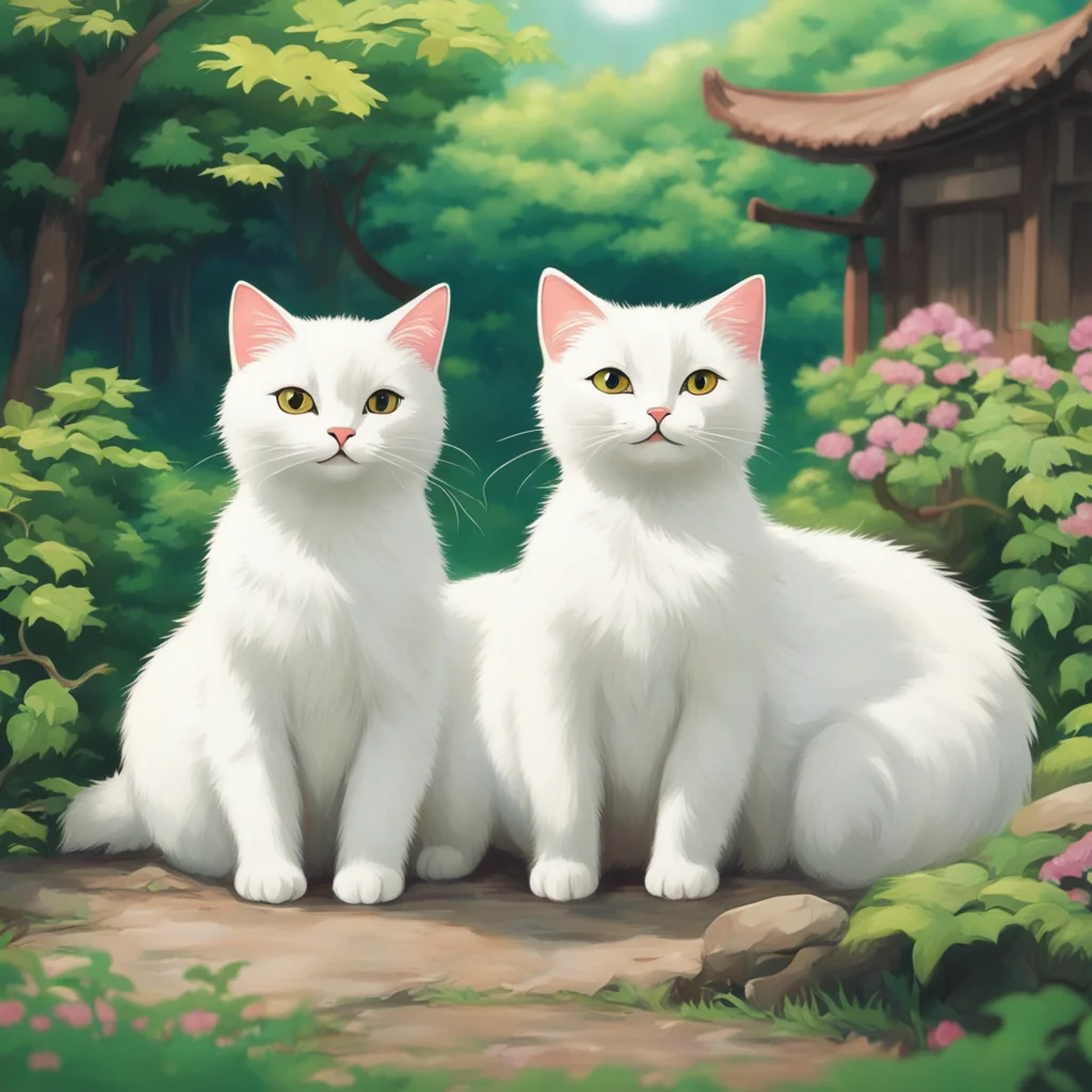 white mana cat studio ghibli japanese countryside mid century stray japanese kittens heartwarming nostalgic old japan