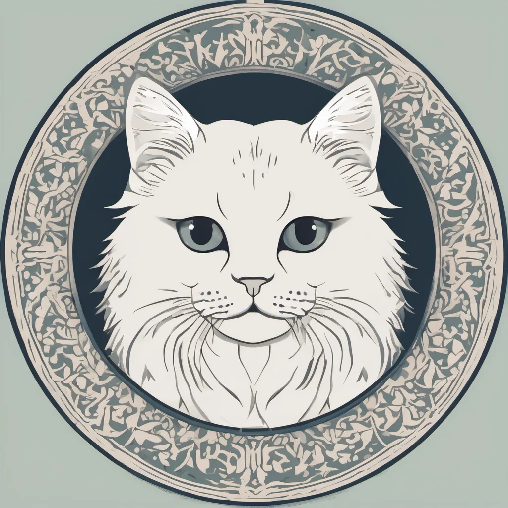 aiwhite persa cat minimalist circular 1 color flat design