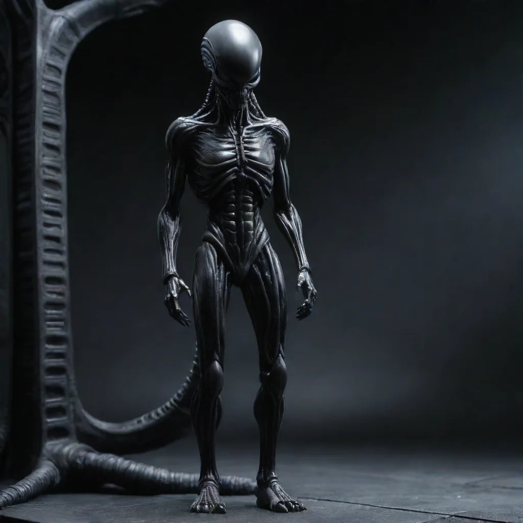 wide shot cinematic alien giger figure standing 