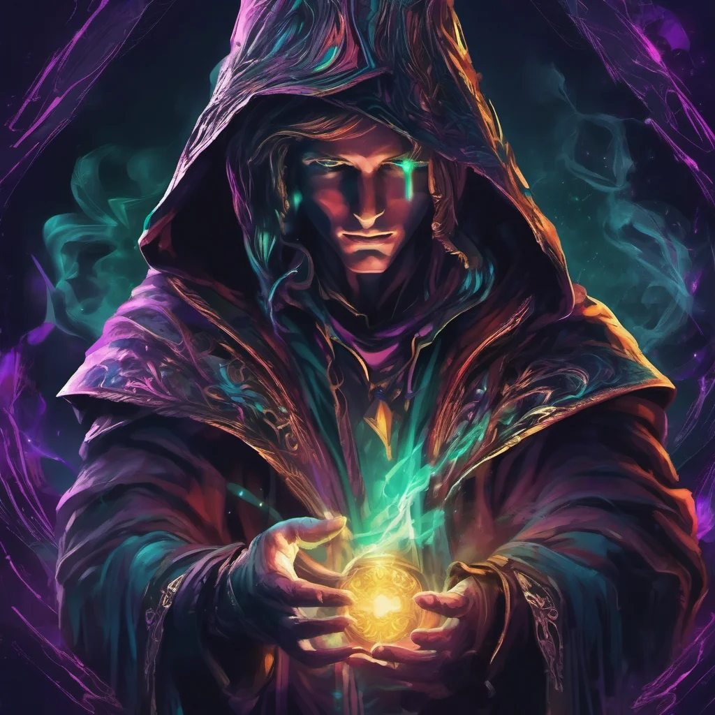 aiwizard hooded character portrait%2C magical colors poster%2C trending epic%2C dark magician confident engaging wow artstation art 3