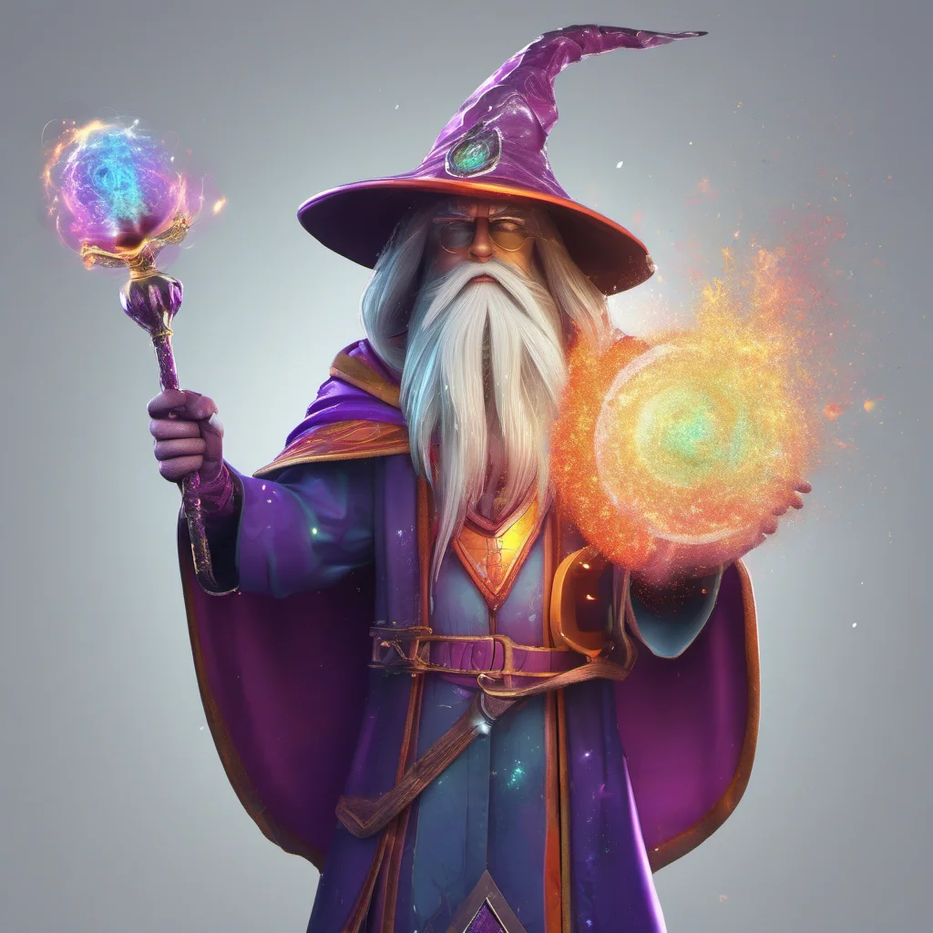 aiwizard powerful character colourful particle magicstaff amazing awesome portrait 2