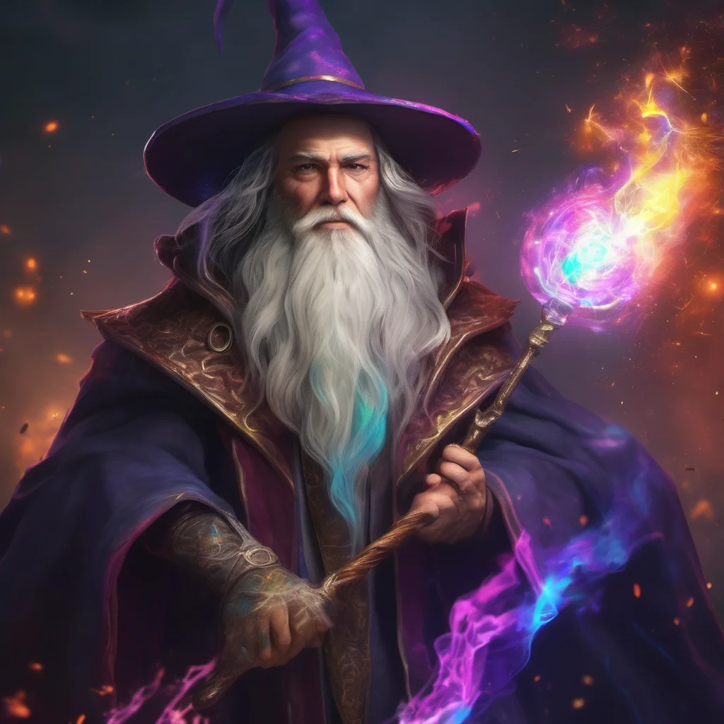 aiwizard powerful character realistic handsome next gen  colourful particle magic staff amazing awesome portrait 2