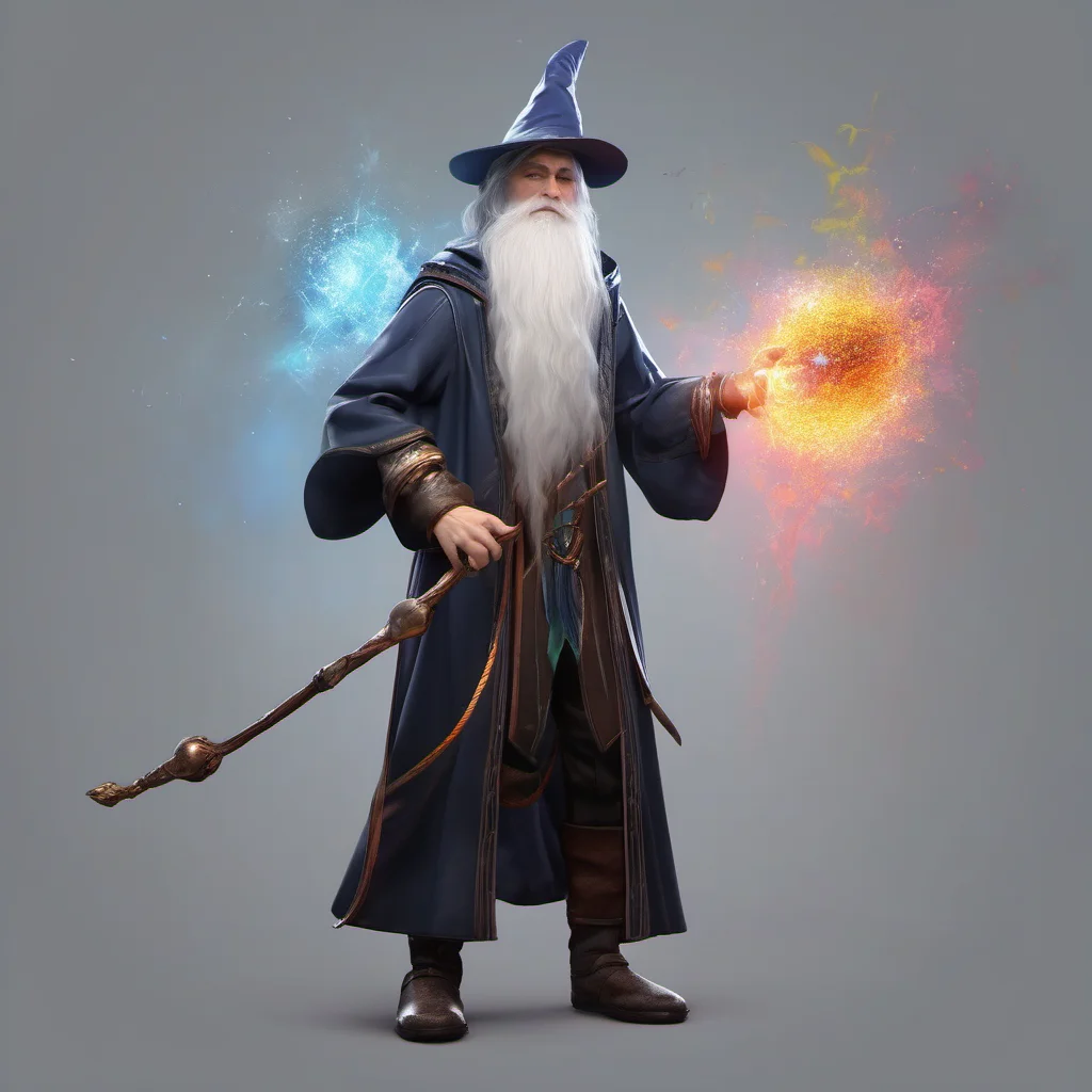 aiwizard powerful character realistic handsome next gen  colourful particle magic staff good looking trending fantastic 1