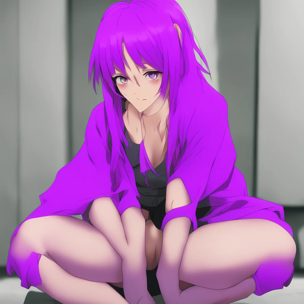 aiwoman%2C purple hair%2C squatting in front of viewer%2C fully exposed%2C anime style good looking trending fantastic 1