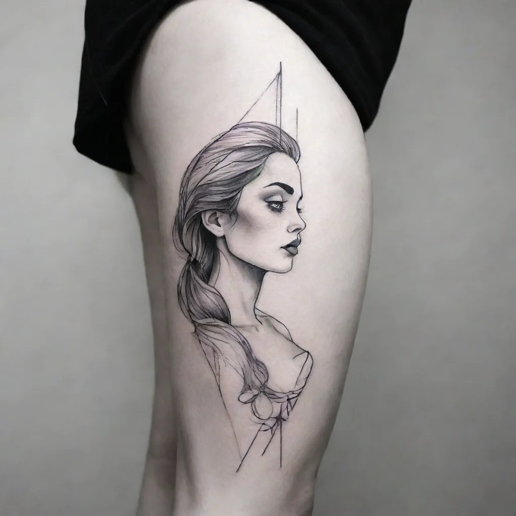 woman fine line black and white tattoo