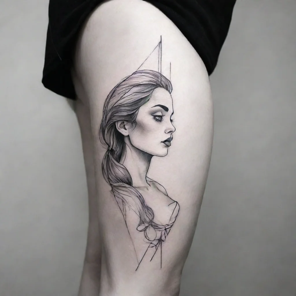 aiwoman fine line black and white tattoo