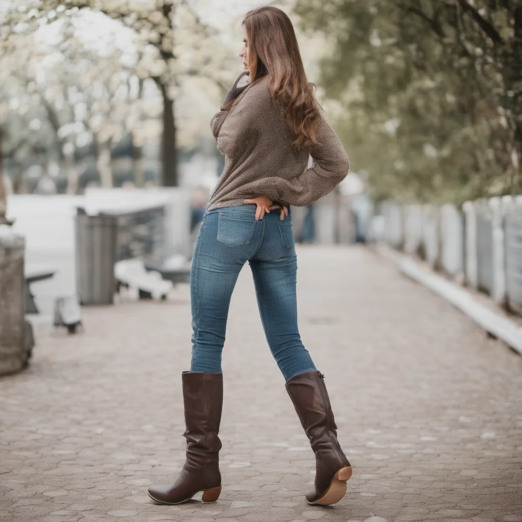 aiwoman in jeans and boots amazing awesome portrait 2