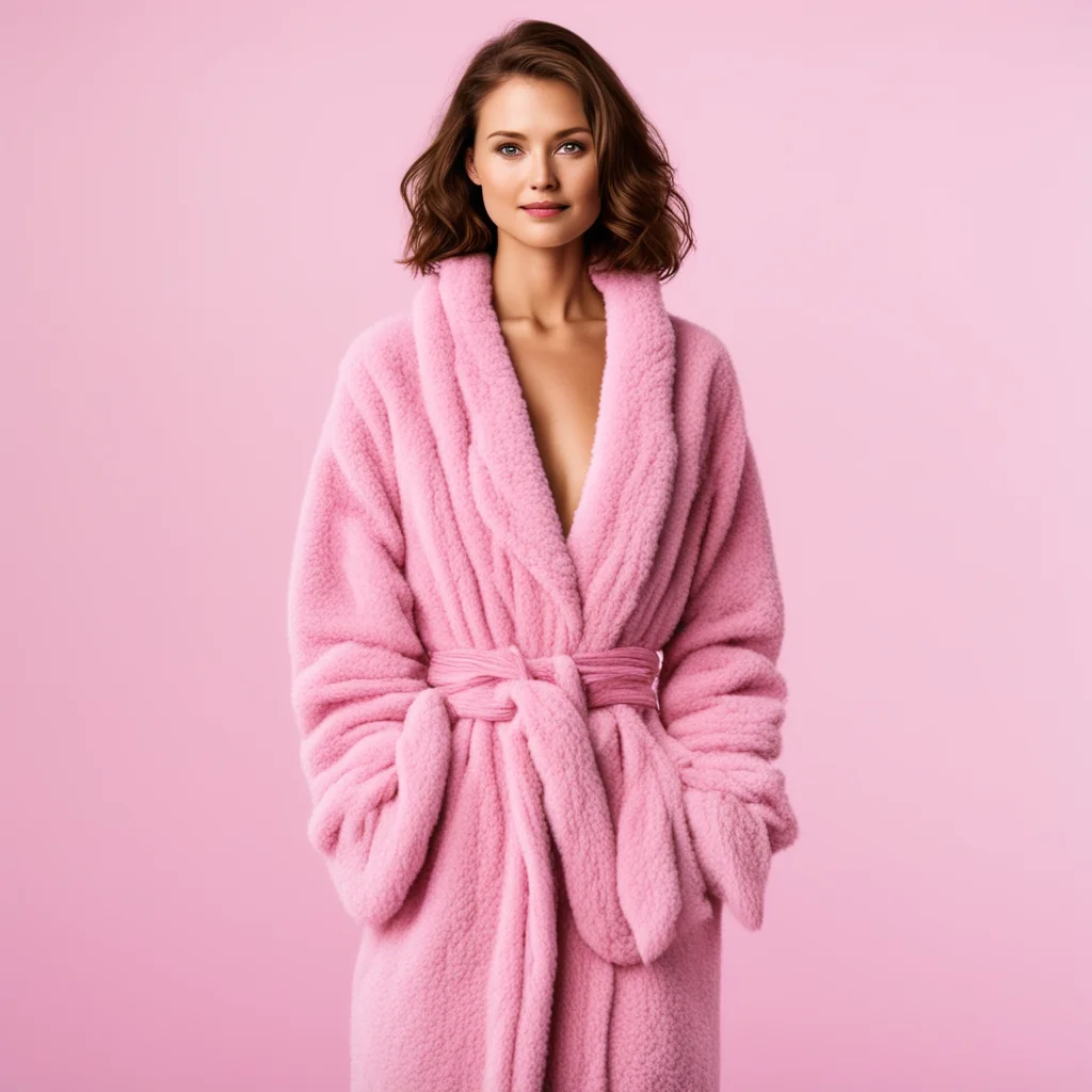 aiwoman in pink soft and fleece robe good looking trending fantastic 1
