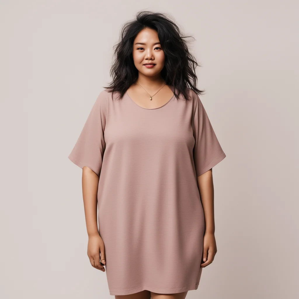 aiwoman indonesian curvy%2C no makeup%2C messy hair%2C wearing crepe shift dress  amazing awesome portrait 2