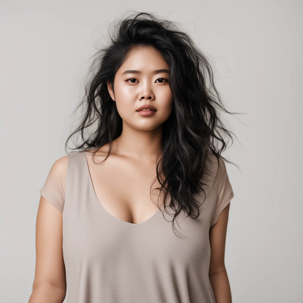 aiwoman indonesian curvy%2C no makeup%2C messy hair%2C wearing crepe shift dress  confident engaging wow artstation art 3