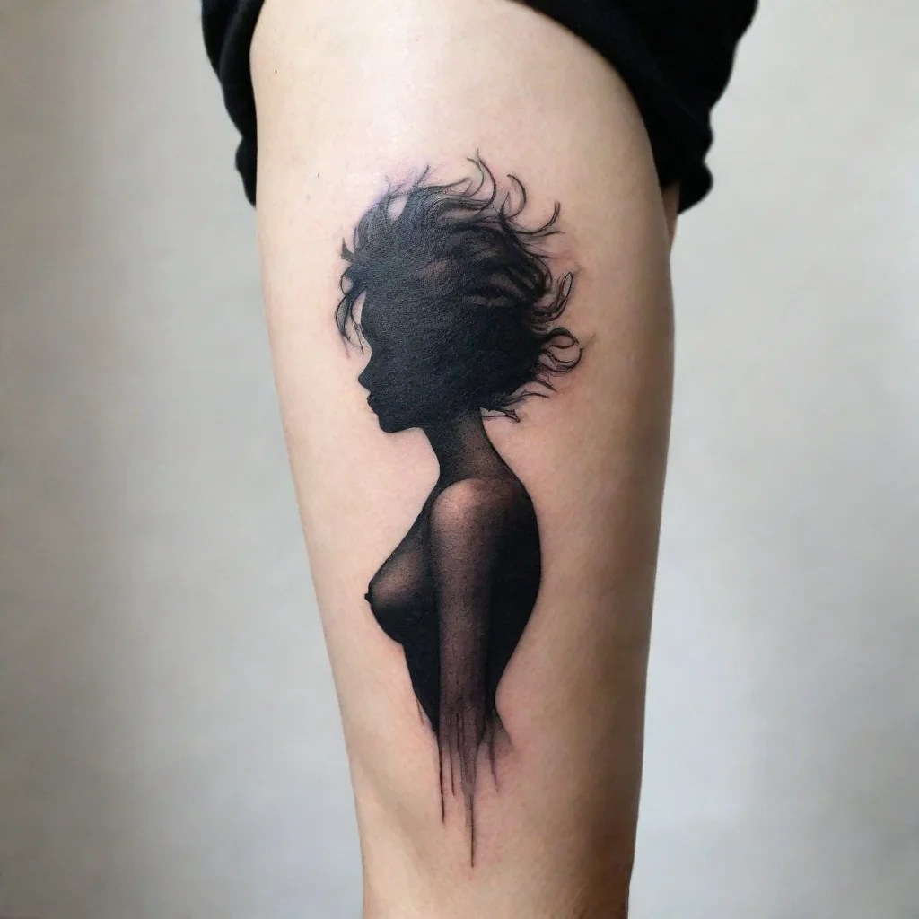woman silhouette fine lines black tattoo