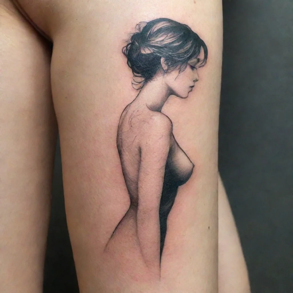 woman silhouette fine lines tattoo