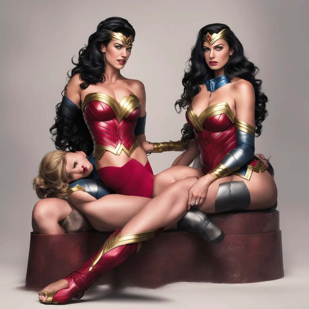 wonder woman getting her feet tickled by harley queen  amazing awesome portrait 2