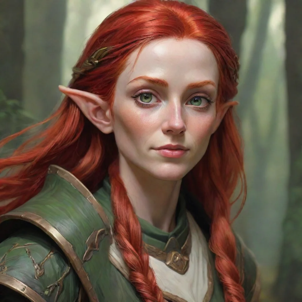 aiwood elf portrait cleric red hair