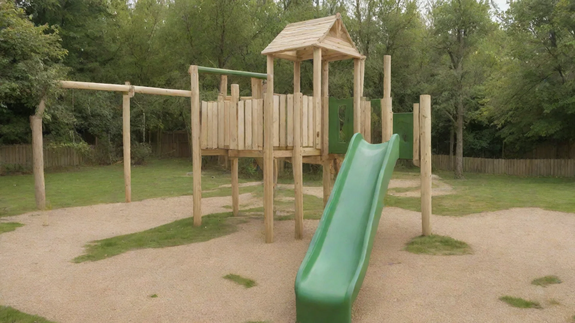 aiwooden playground with calm colours%2C detailed view%2C not in the green hdwidescreen