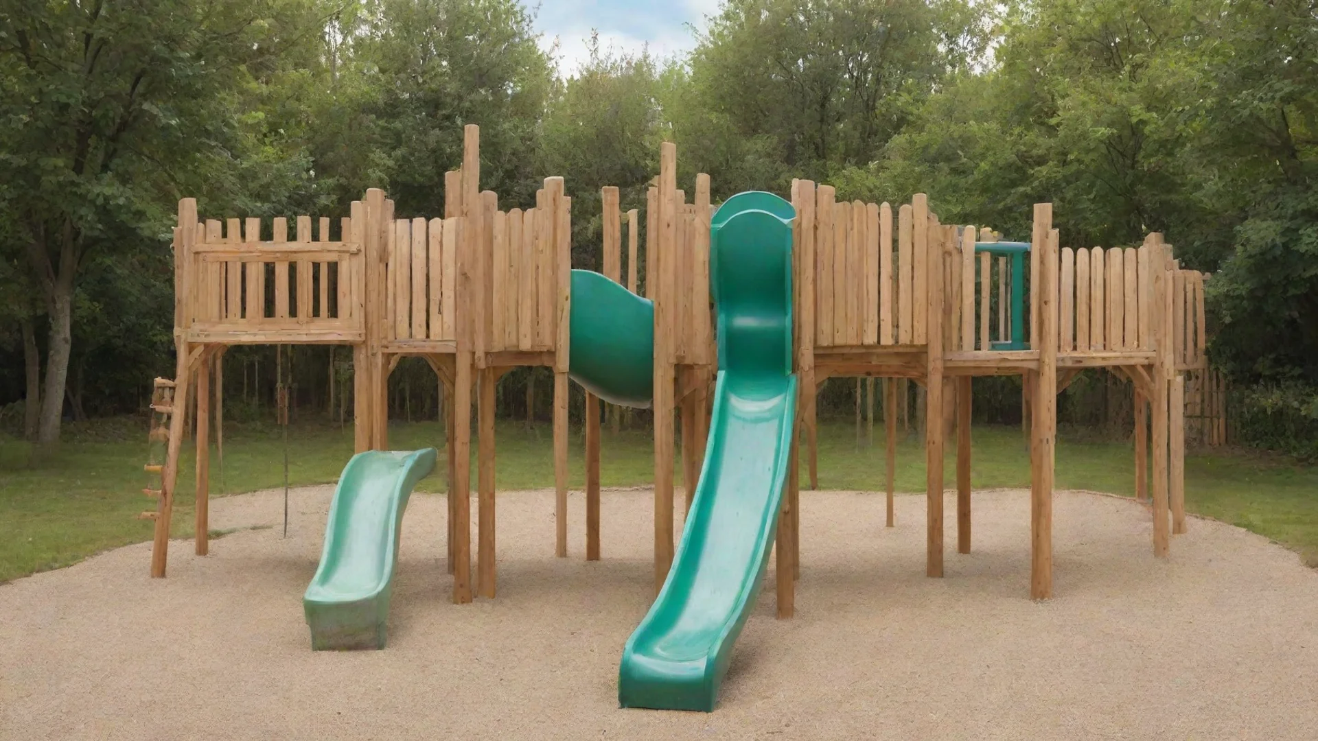 aiwooden playground with calm colours%2C detailed view%2C not outdoors hdwidescreen