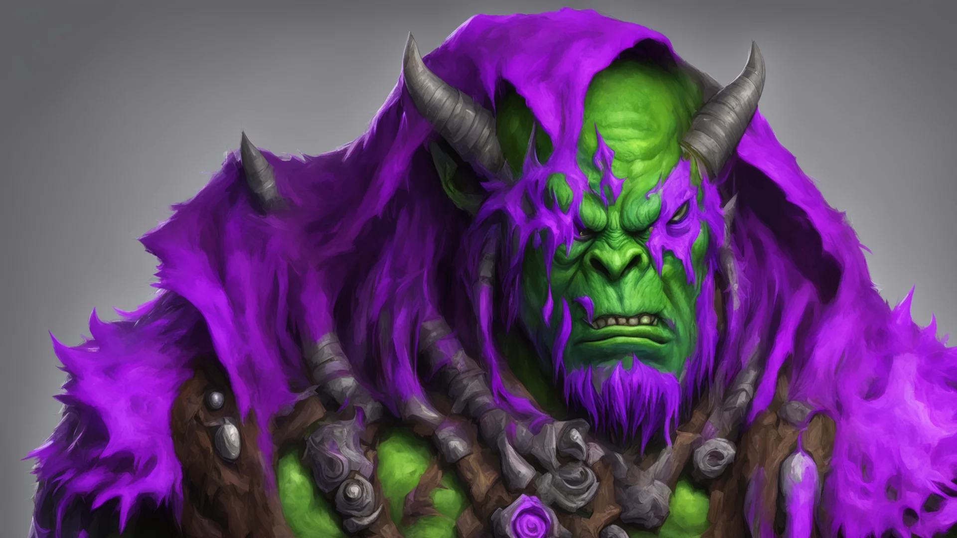 aiworld of warcraft orc shaman wearing purple hood good looking trending fantastic 1 wide